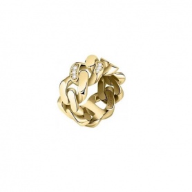 Chiara Ferragni Bossy Chain Ring, goldene Kette mit Zirkonen