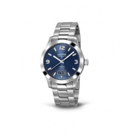 Eberhard Aiglon Grande Taille blue auto watch in steel - 41030CA