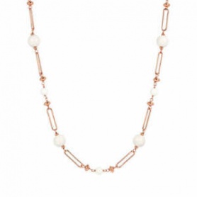 Bronzallure rosé long necklace with white agate WSBZ01948WA