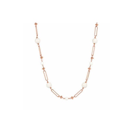 Bronzallure rosé lange Halskette mit weißem Achat WSBZ01948WA