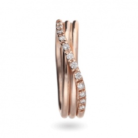 Filodellavita three-strand ring in rose gold and diamonds - AN7ABR