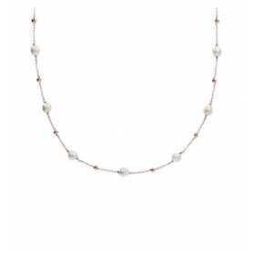 Bronzallure long necklace with pearls and rosé spheres WSBZ01006