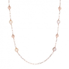 Bronzallure necklace with pastel pearls and rosé spheres WSBZ01824
