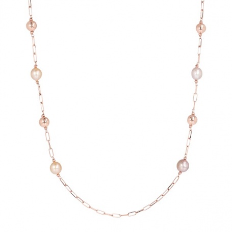 Bronzallure necklace with pastel pearls and rosé spheres WSBZ01824