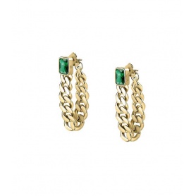 Chiara Ferragni Bossy Chain earrings with green zircon J19AUW32