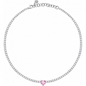 Chiara Ferragni First Love necklace with cubic zirconia and pink heart J19AUV05