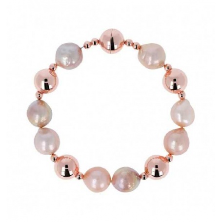 Bronzallure bracelet with ming pearls and rosé spheres WSBN00044