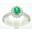 Ring mit natürlichem Smaragd ct0,35 in Weißgold und natürlichen Diamanten