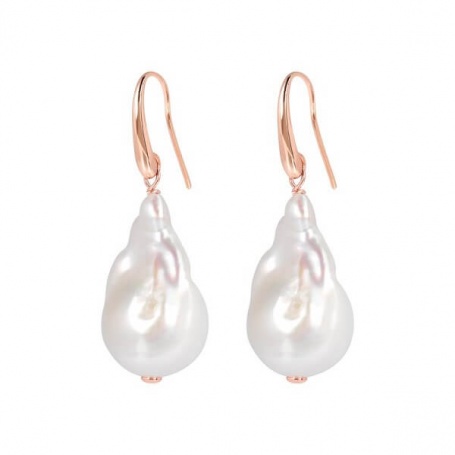 Bronzallure pendant earrings with white baroque pearls WSBZ01817