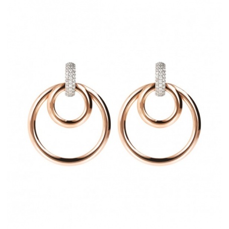 Bronzallure double circle rosè earrings with pavè WSBZ01676 W