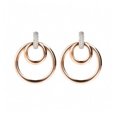Bronzallure double circle rosè earrings with pavè WSBZ01676 W