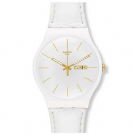 Orologio Swatch New Gent White Character in pelle bianco SUOW703