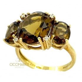 Kiara-Ring aus Gelbgold mit Cognacquarz und Diamanten KLID1957