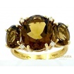 Kiara ring in yellow gold with cognac quartz and diamonds KLID1957
