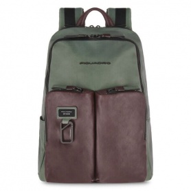 Piquadro Harper backpack green and dark brown CA3869AP / VETM