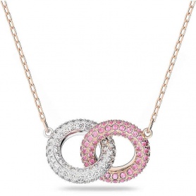 Halskette mit Swarovski-Steinen mit weißen und rosa Kreisen - 5642884