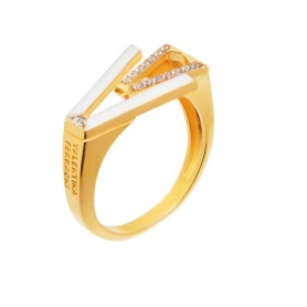 Valentina Ferragni Mia gold ring with zircons and white enamel