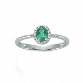 Miluna ring in white gold with emerald and diamonds - LID3272