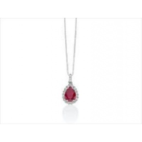 Collana Miluna con Rubino naturale a goccia e Diamanti - CLD4439
