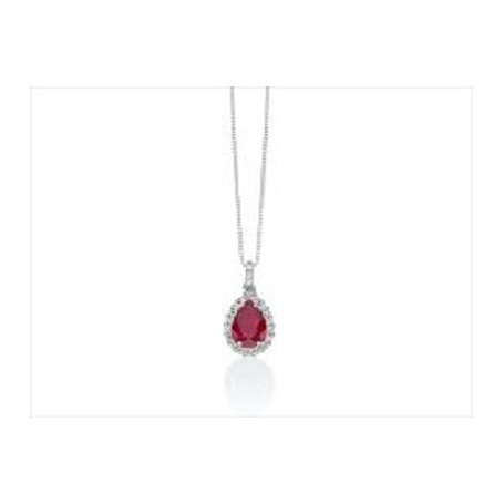 Collana Miluna con Rubino naturale a goccia e Diamanti - CLD4439