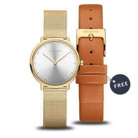 Bering Ultra Slim goldene Uhr und doppeltes Armband 15729-530