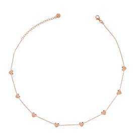 Rue Des Mille Choker necklace with eight pink hearts GRCAT8CUOAU