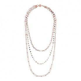 Bronzallure three-strand necklace with beads and chains WSBZ01964.TU