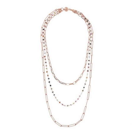 Bronzallure three-strand necklace with beads and chains WSBZ01964.TU