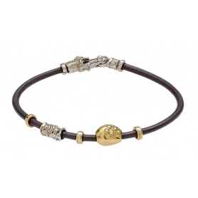 Misani Aurora jewelry bracelet in leather, gold and silver - B351