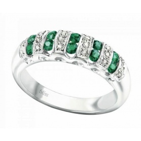 Bliss Cabaret Ring with Emeralds and Diamonds - 20073998