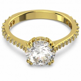 Swarovski Constella solitaire golden ring with pavè 5638530