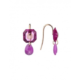 Mimi DNA earrings rose gold with pink sapphire and jade O22VDRZRS- GLV