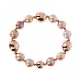 Bronzallure bracelet with pink pearls and rosé spheres WSBZ001819.RQ