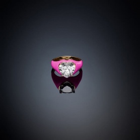 Chiara Ferragni Love Parade ring, pink enamel and heart