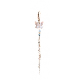 Single Maman et Sophie earring with white butterfly and Aquamarine