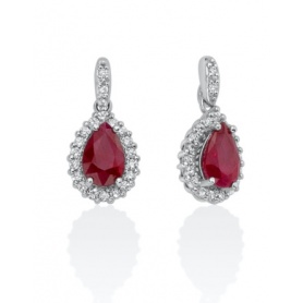 Orecchini Miluna rubini naturali a goccia e diamanti - ERD2625