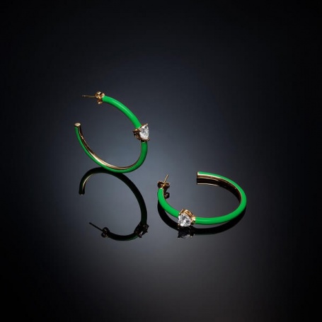 Chiara Ferragni green Love Parade earrings with white heart J19AVI25