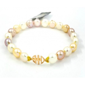 Mimì elastic bracelet with multicolor rose gold logo - B040R04
