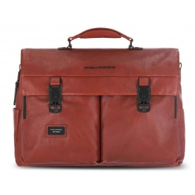 Piquadro leather briefcase double buckle Harper line CA5741AP / CU
