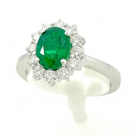 Giorgio Visconti natural emerald ring in gold and diamonds AB15300S