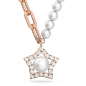 Swarovski Stella Rosé-Halskette mit Kristallen und Perlen - 5645381