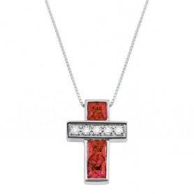 Salvini Cruz Croce Halskette mit Diamanten und Rubinen - 20055534