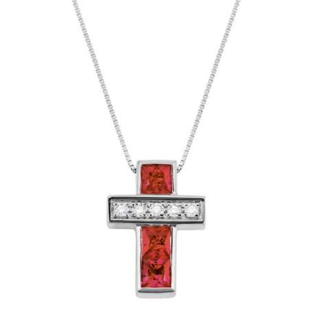 Salvini Cruz Croce necklace with diamonds and rubies - 20055534