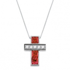 Salvini Cruz Croce necklace with diamonds and rubies - 20055534