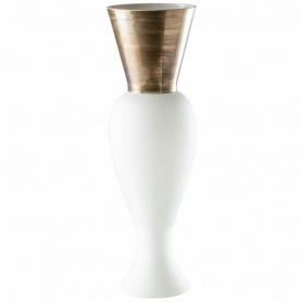Venini Regina Lattimo Vase, Weiß und Bronze - 515.14LA