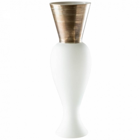 Venini Regina Lattimo Vase, Weiß und Bronze - 515.14LA