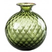 Venini Monofiore Balloton medium green vase with red thread 100.18VM