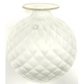 Venini Monofiore Balloton Medium Vase aus sandgestrahltem Glas mit Goldfaden