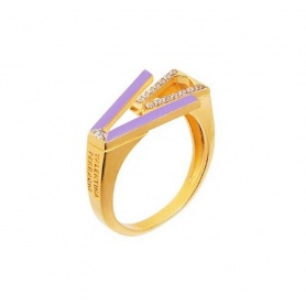 Valentina Ferragni Mia Lillac golden ring with zircons and lilac enamel