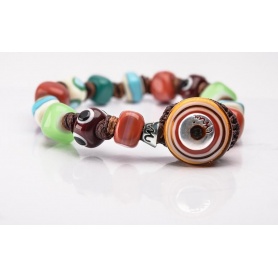 Moi bracelet with multicolor Geo unisex glass beads